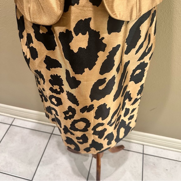 Gold Blazer with Leopard Print Dress Dana Kay Evenings Party Wedding Guest Suit - Picture 6 of 12